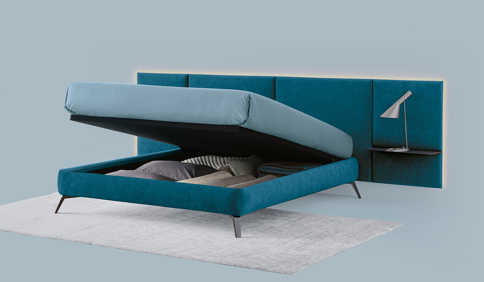Wall Headboard - With container bed base